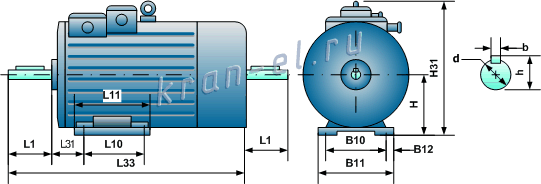Габаритно-присоединительные размеры электродвигателей AМТF(H)