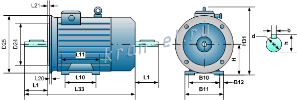 Габаритно-присоединительные размеры электродвигателей ДМТKF(H)