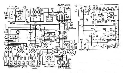 Кран МСК-5-20А. Схема электрическая принципиальная.